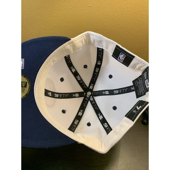 New Era Denver Nuggets Hat 59FIFTY Fitted 7 3/4 White Pickaxe Logo NBA Spell out - Picture 6 of 6